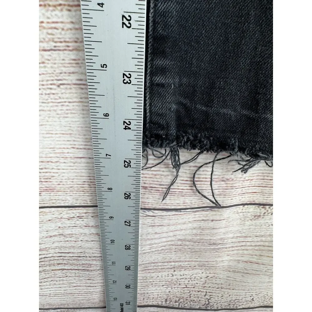 We the Free People Button Fly Straight Leg Raw Hem Jeans Womens‎ 29 Black